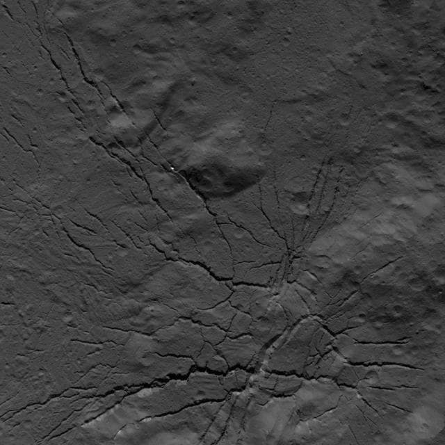 NASA image: Fracture Network on the Floor of Occator Crater
