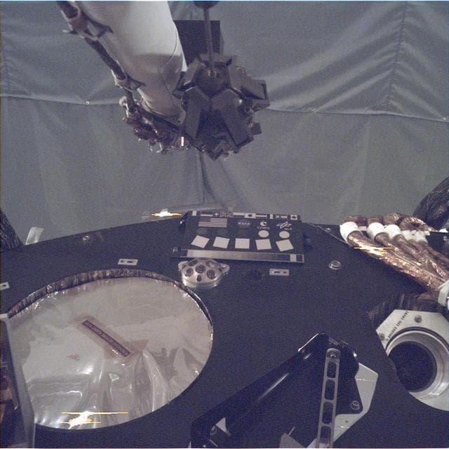 NASA image: Test Image of InSight Deck and Calibration Target Before Launch