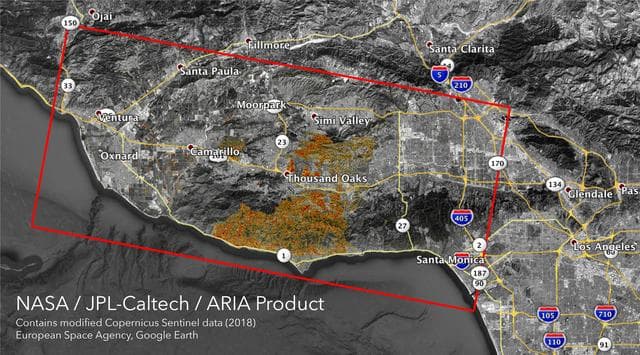 NASA image: NASA's ARIA Maps California Fire Damage