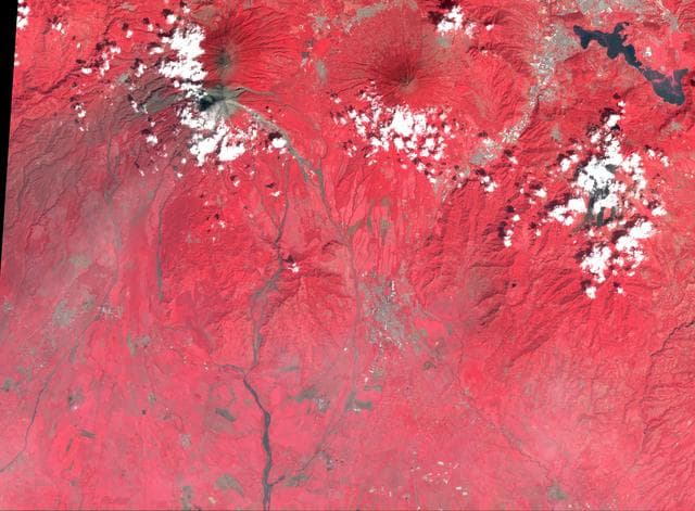 NASA image: NASA's ASTER Captures Lava Flow, Ash from Guatemala Volcano