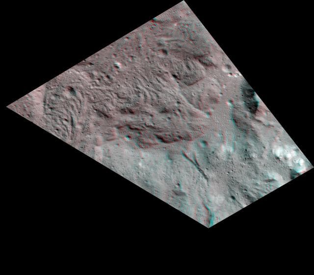 NASA image: Lava Flows on the Floor of Occator Crater (3-D)