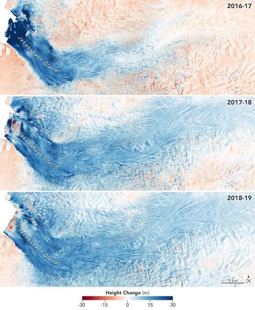 NASA image: Jakobshavn Glacier Grows for Third Year in a Row