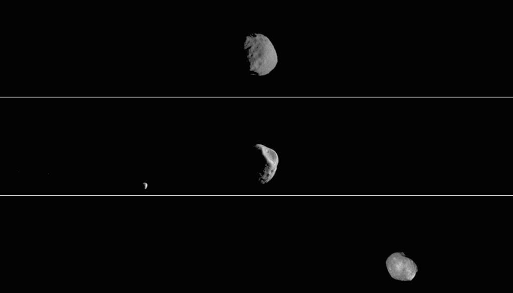 NASA image: Odyssey's Three Views of Phobos in Visible Light