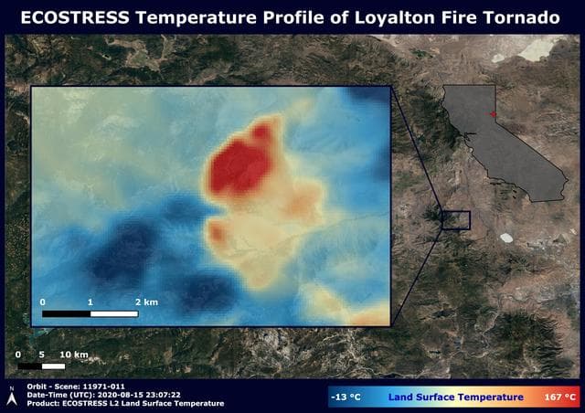 NASA image: NASA's ECOSTRESS Sees Fire-Induced Tornado From Space