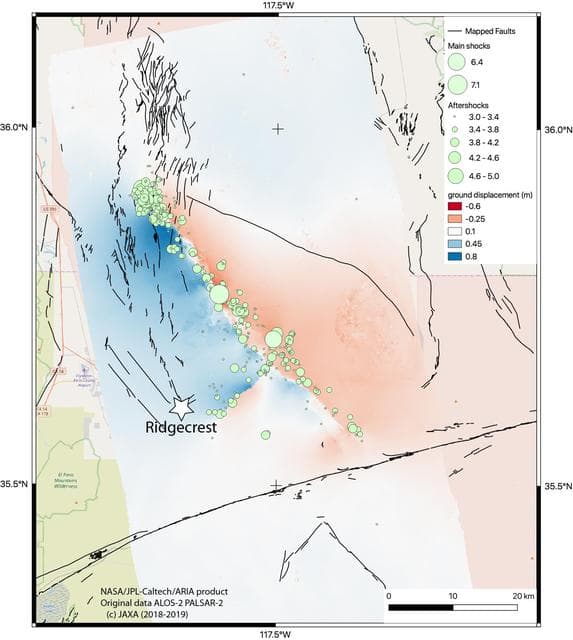 NASA image: NASA Map Shows Ground Movement from California Quakes