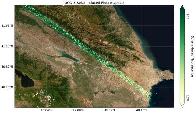 OCO-3's First Solar-Induced Fluorescence Measurements