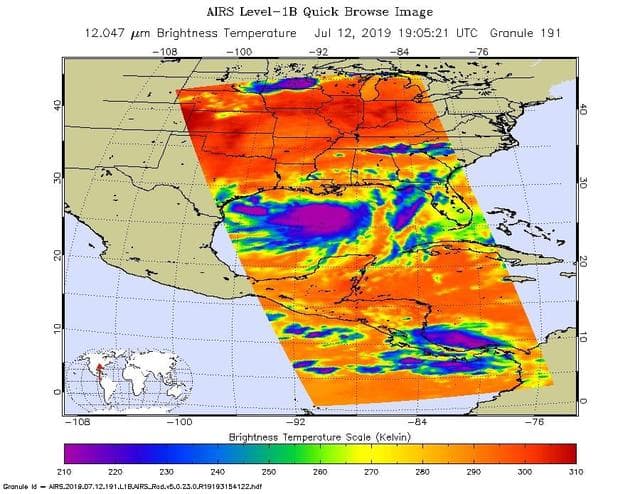 NASA image: NASA's AIRS Images Tropical Storm Barry Before Landfall