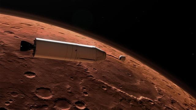 NASA image: Mars Ascent Vehicle Deploying Sample Container in Orbit (Artist's Concept)