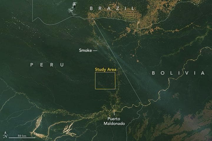 NASA Terra Satellite Sees Amazon Fires in Peru