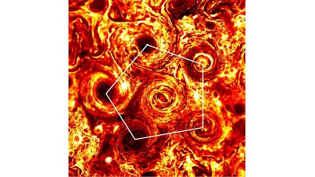 NASA image: A Pentagon of Jovian Cyclones