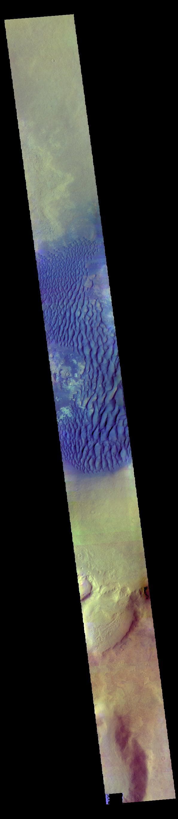 NASA image: Kaiser Crater Dunes - False Color