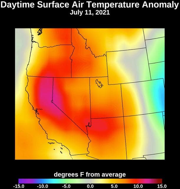 NASA image: July 2021 Heat Wave Surface Temperature