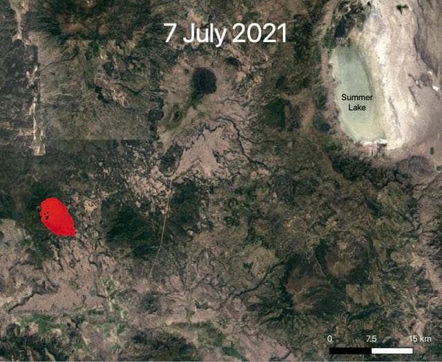 NASA image: ECOSTRESS Views 2021 Southern Oregon Bootleg Fire