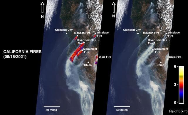 NASA image: NASA's MISR Instrument Detects Smoke Plumes Over Northern California