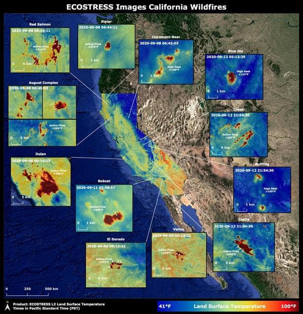 NASA image: NASA's ECOSTRESS Images California Wildfires From Space