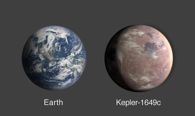 NASA image: Comparing the Size of Exoplanet Kepler-1649c and Earth (Illustration)