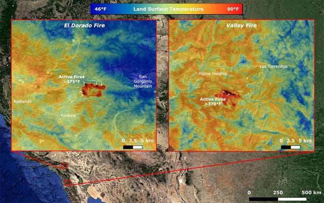 NASA image: NASA's ECOSTRESS Takes Surface Temperature Around California Fires