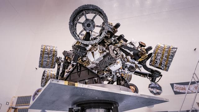 NASA image: Perseverance Rover on Spin Table at Kennedy Space Center