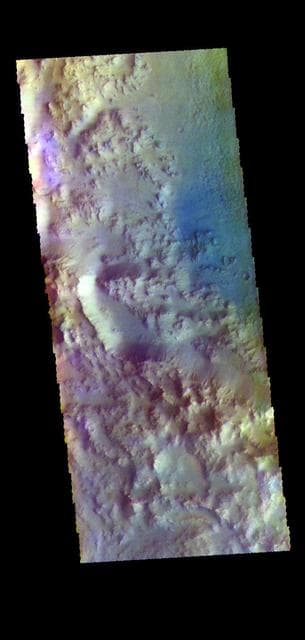 NASA image: Hesperia Planum Crater - False Color