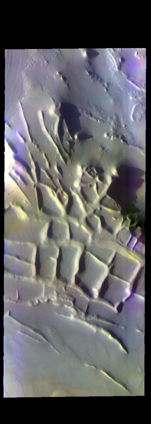 NASA image: Angustus Labyrinthus - False Color