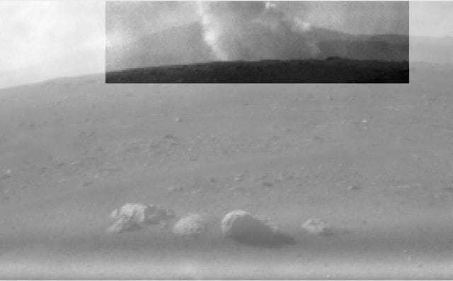 NASA image: Black and White: Smoke Plume from Perseverance's Descent Stage