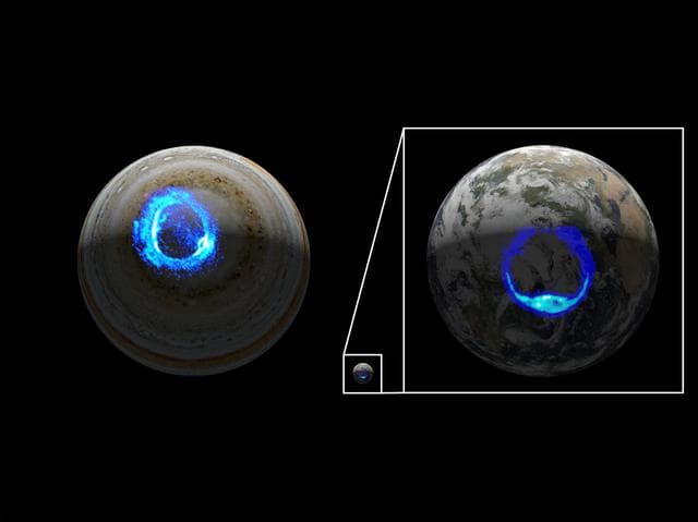 NASA image: Aurorae on Jupiter and Earth