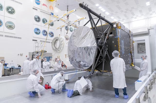 NASA image: NASA's Psyche Spacecraft Chassis Welcomed Into JPL's High Bay 1