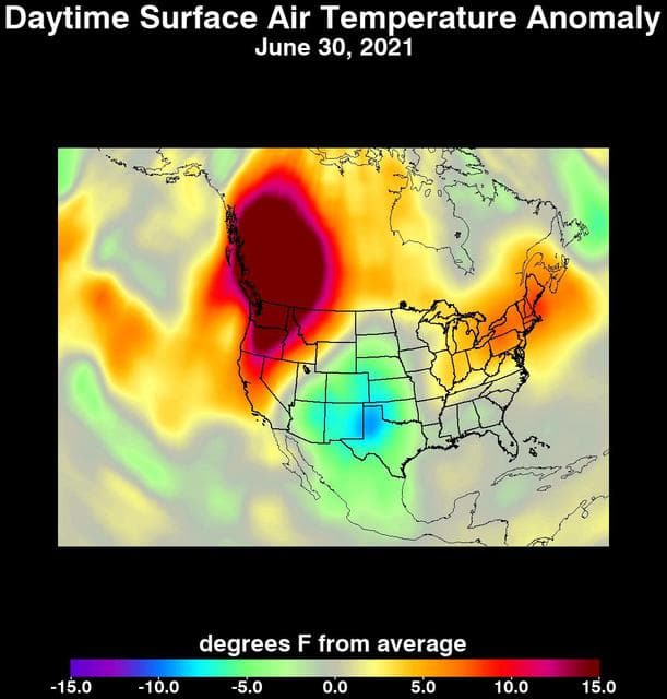 NASA image: Heat Wave Surface Temperature