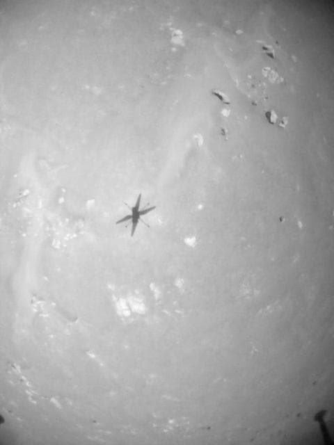 NASA image: Black-and-White View of Ingenuity's Fourth Flight