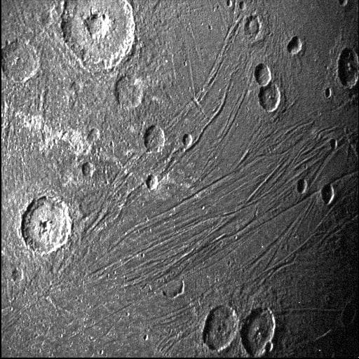 NASA image: Close-up of Dark Side of Jupiter Moon Ganymede