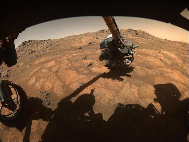 NASA image: Perseverance's Arm Over Paver Rocks