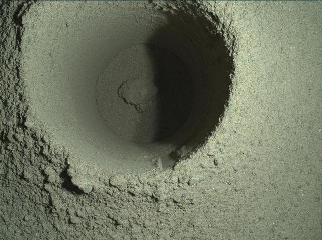 NASA image: WATSON Image of Perseverance's First Borehole