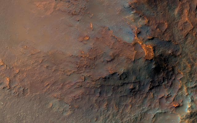 NASA image: A Colorful Landslide in Eos Chasma