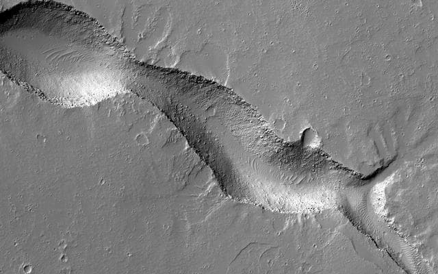 NASA image: A Gecko-Shaped Fissure Vent in Gordii Fossae