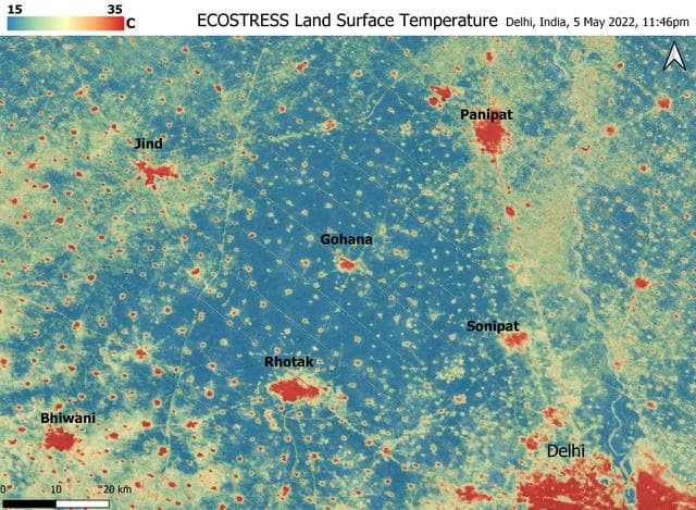 NASA image: ECOSTRESS Detects Heat Islands in Indian Heat Wave