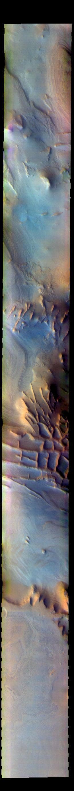 NASA image: Angustus Labyrinthus - False Color