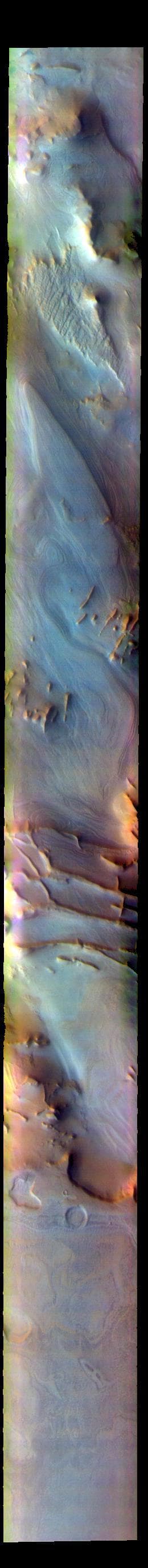 NASA image: Angustus Labyrinthus - False Color