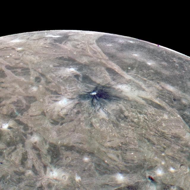 NASA image: A Striking Crater on Jupiter's Moon Ganymede