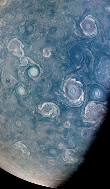 NASA image: NASA's Juno Mission Spies Vortices Near Jupiter's North Pole