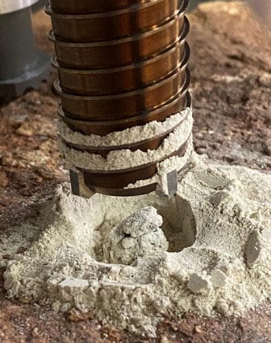 NASA image: Creating a Drill Hole in a Test Rock