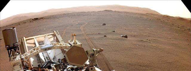 NASA image: Perseverance Looks Back at Wheel Tracks