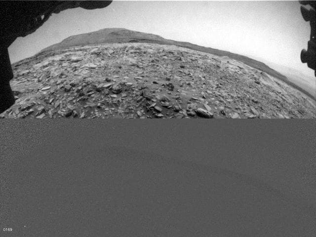 NASA image: Curiosity's Hazcam Catches a Dusty Wind Gust