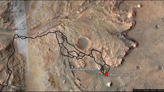 NASA image: Potential Driving Routes for NASA's Perseverance Rover