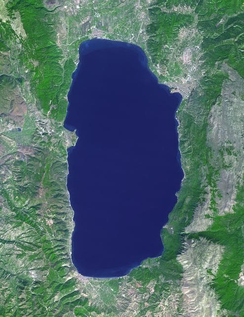 NASA image: Lake Ohrid, Macedonia-Albania