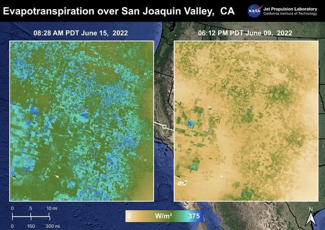 NASA image: Evapotranspiration over San Joaquin Valley