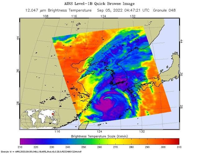 AIRS Images Typhoon Hinnamnor Ahead of Landfall