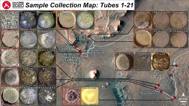 NASA image: A Map of Perseverance's Samples