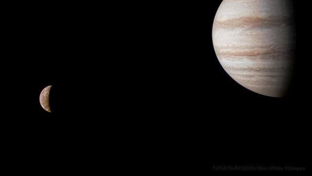 NASA image: A Portrait of Planet and Moon: NASA's Juno Mission Captures Jupiter and Io Together