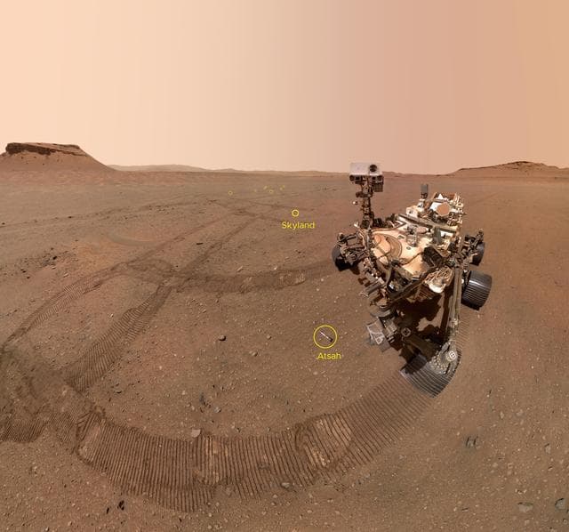Annotated Version of Perseverance Selfie With Sample Tubes
