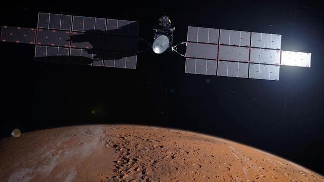 NASA image: Artist's concept of the Earth Return Orbiter over Mars